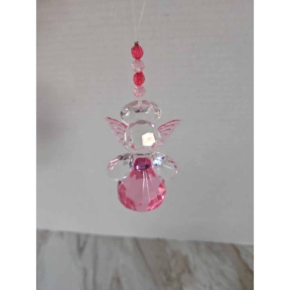 Angel of Love Acrylic Pink Crystal Ornament Sun-catcher  Sympathy  3" Ganz